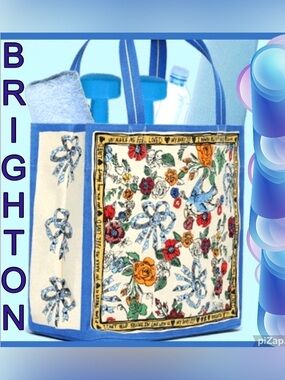 💙NWT ~ Brighton Blue and Yellow Floral “Tied With Love Tote”